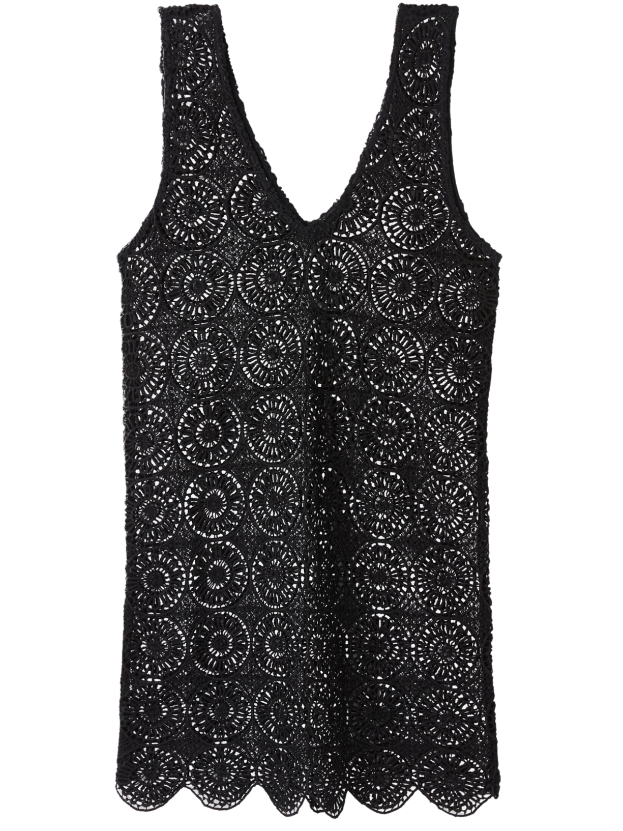 Vestido Em Croché Com Desenho Geométrico - Preto