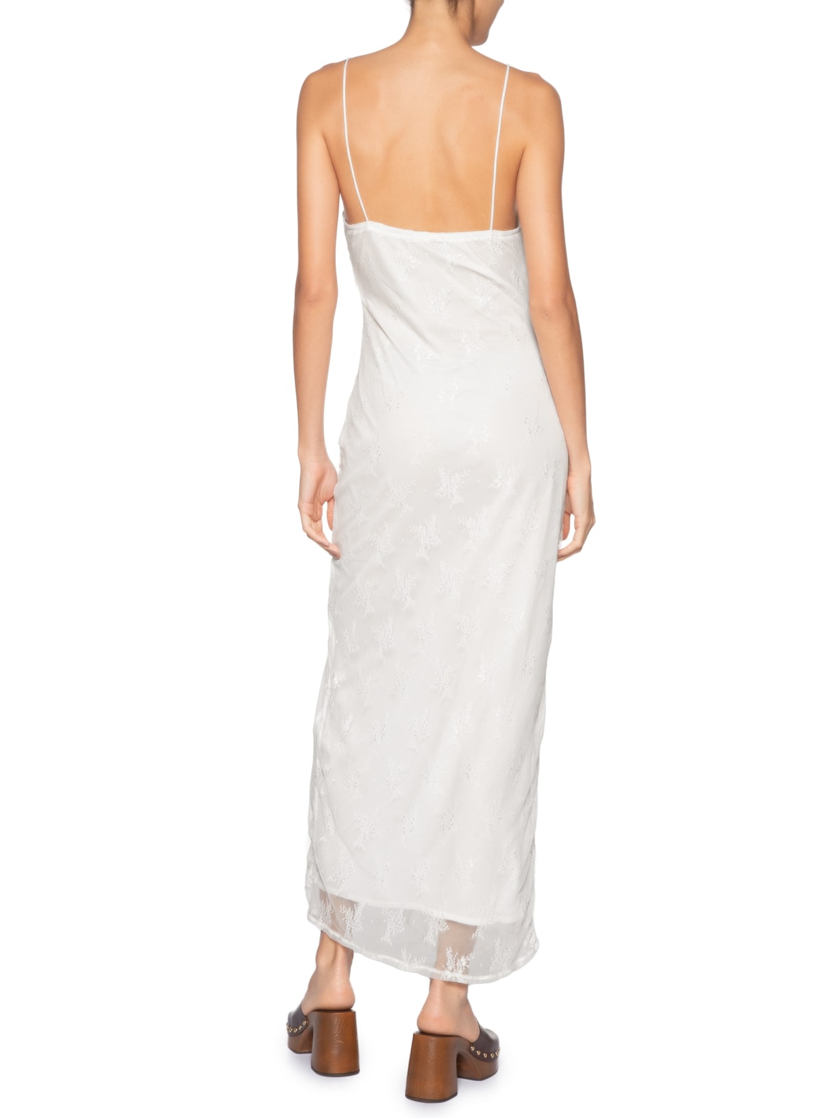 Vestido Em Renda Com Babados Off White Market 33