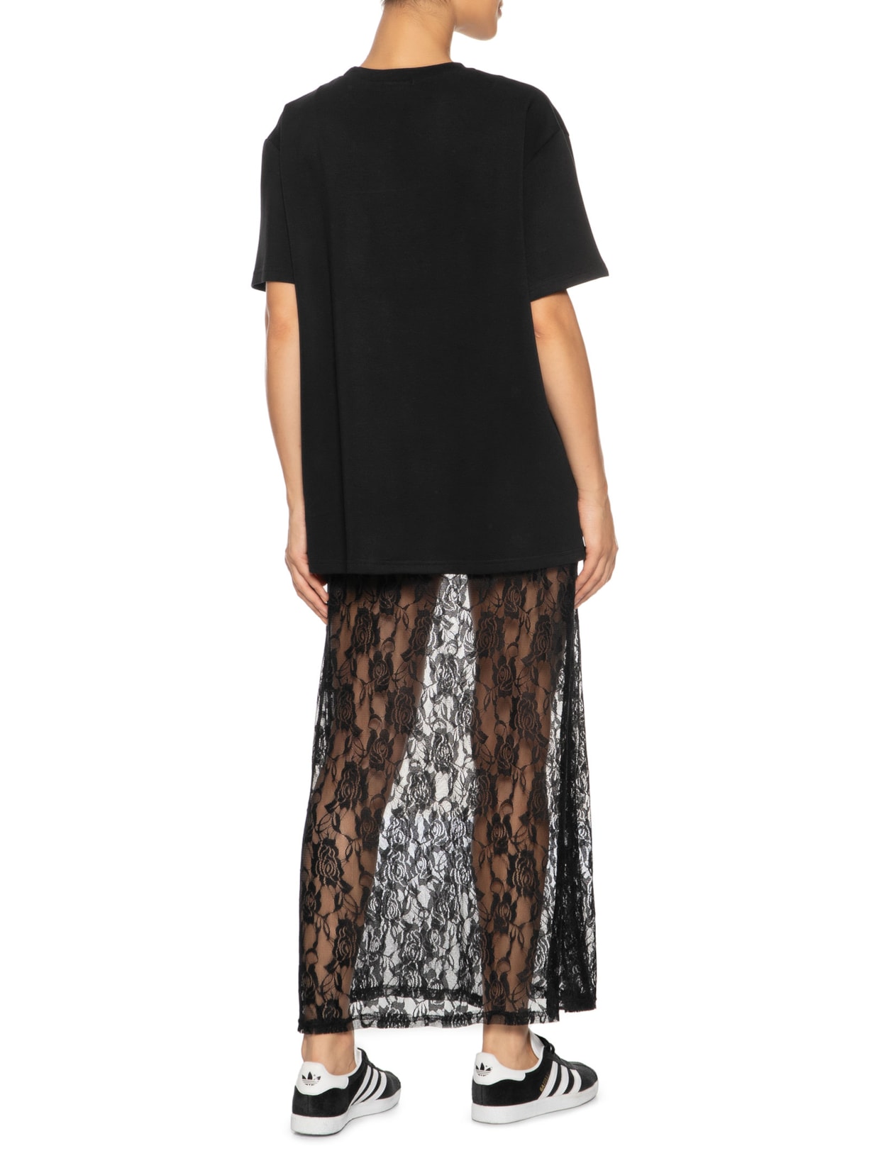 Vestido Em Renda Com Camiseta Sobreposta Preto Market 33