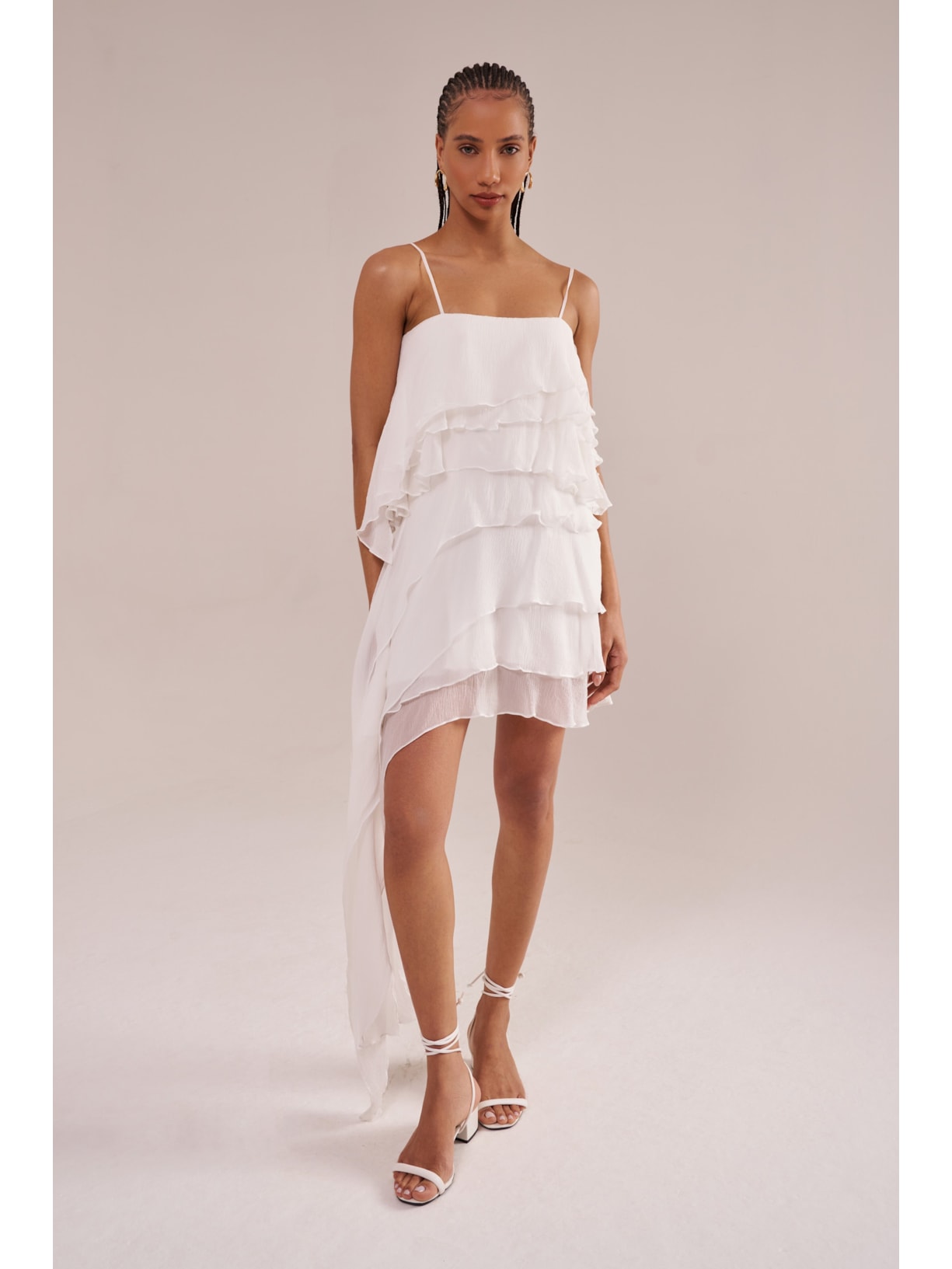 vestido em seda sete ondas off white Suntime