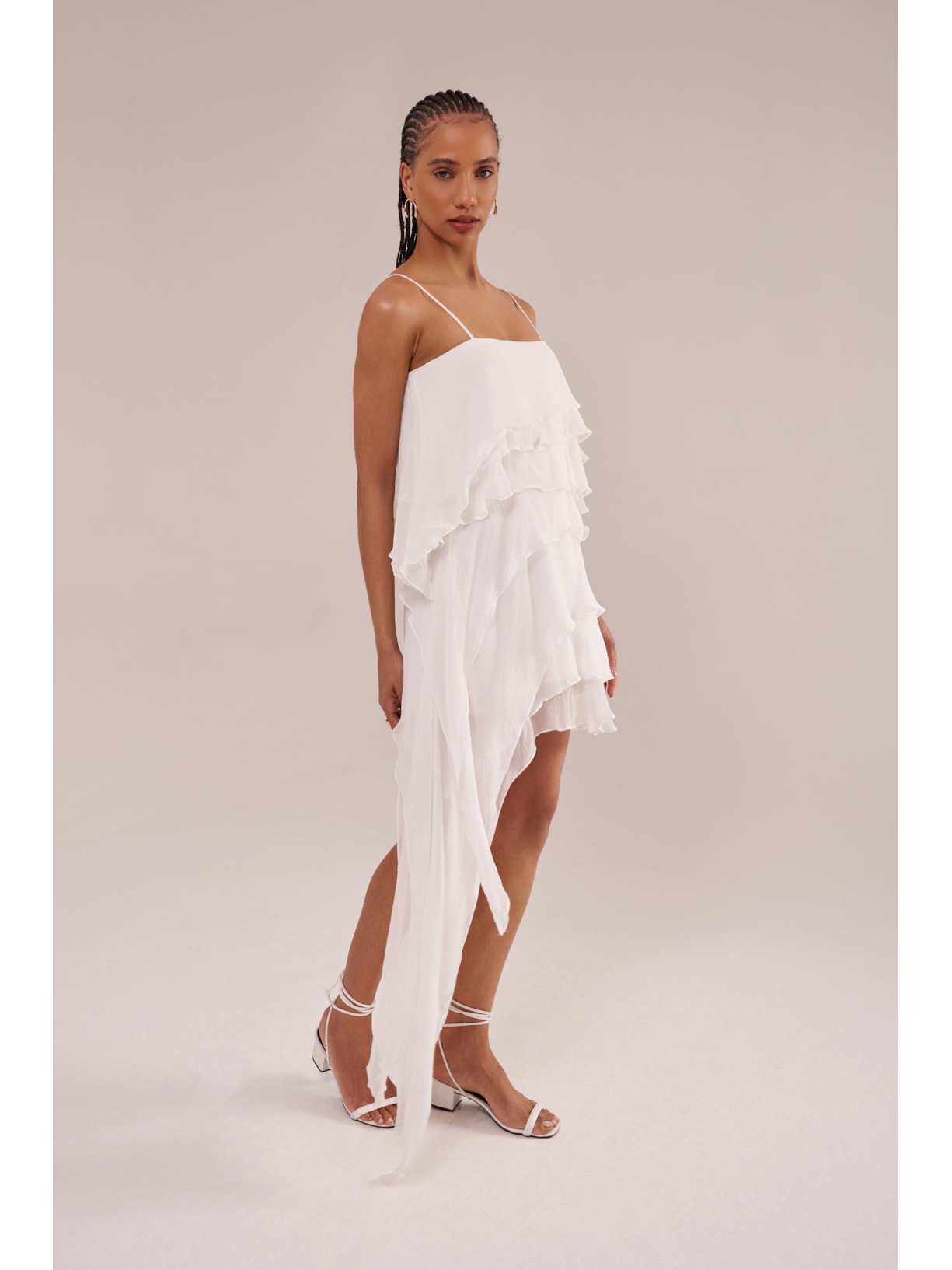 vestido em seda sete ondas off white Suntime