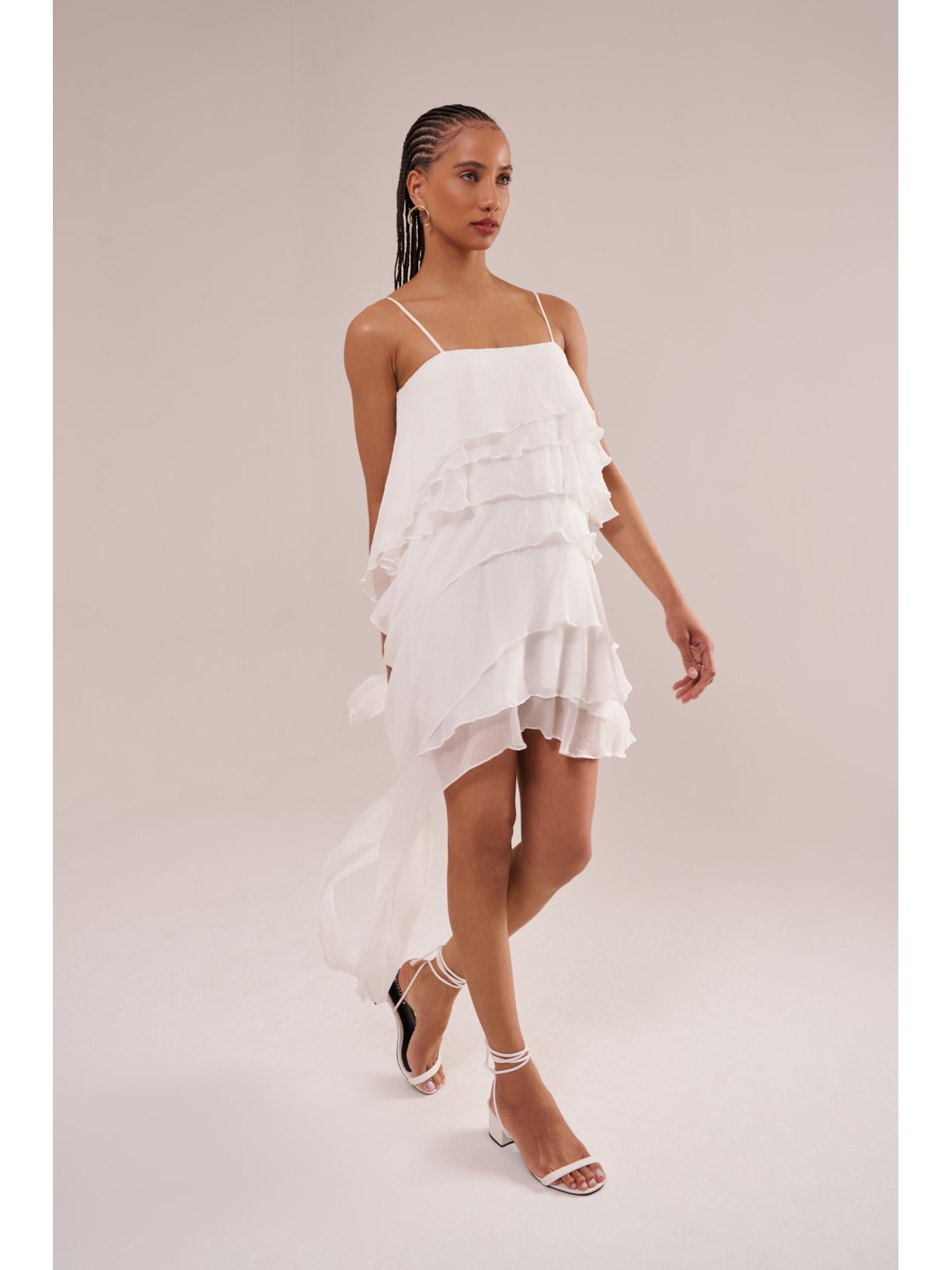 vestido em seda sete ondas off white Suntime