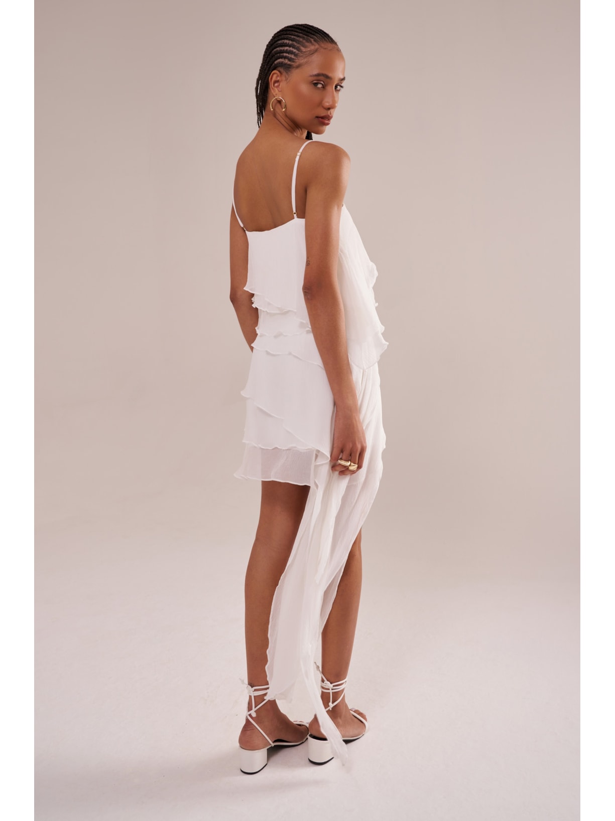 vestido em seda sete ondas off white Suntime