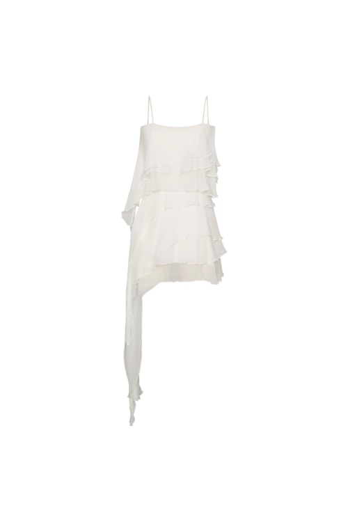 vestido em seda sete ondas off white