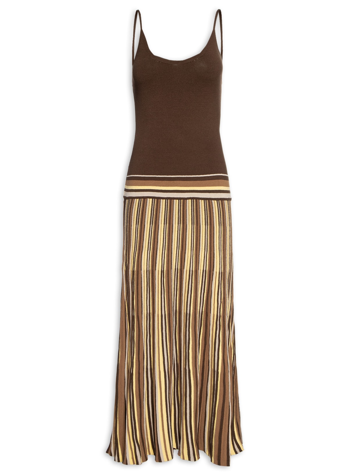 Vestido Em Tricot - Marrom