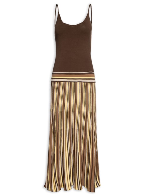 Vestido Em Tricot - Marrom