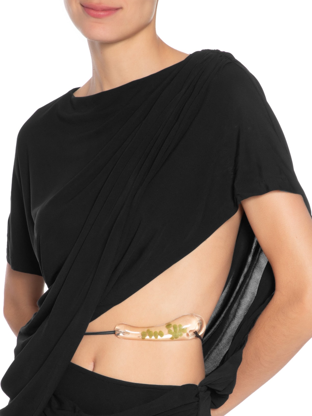 Vestido Encased Nature Resin Draped Jersey Preto Christopher Esber