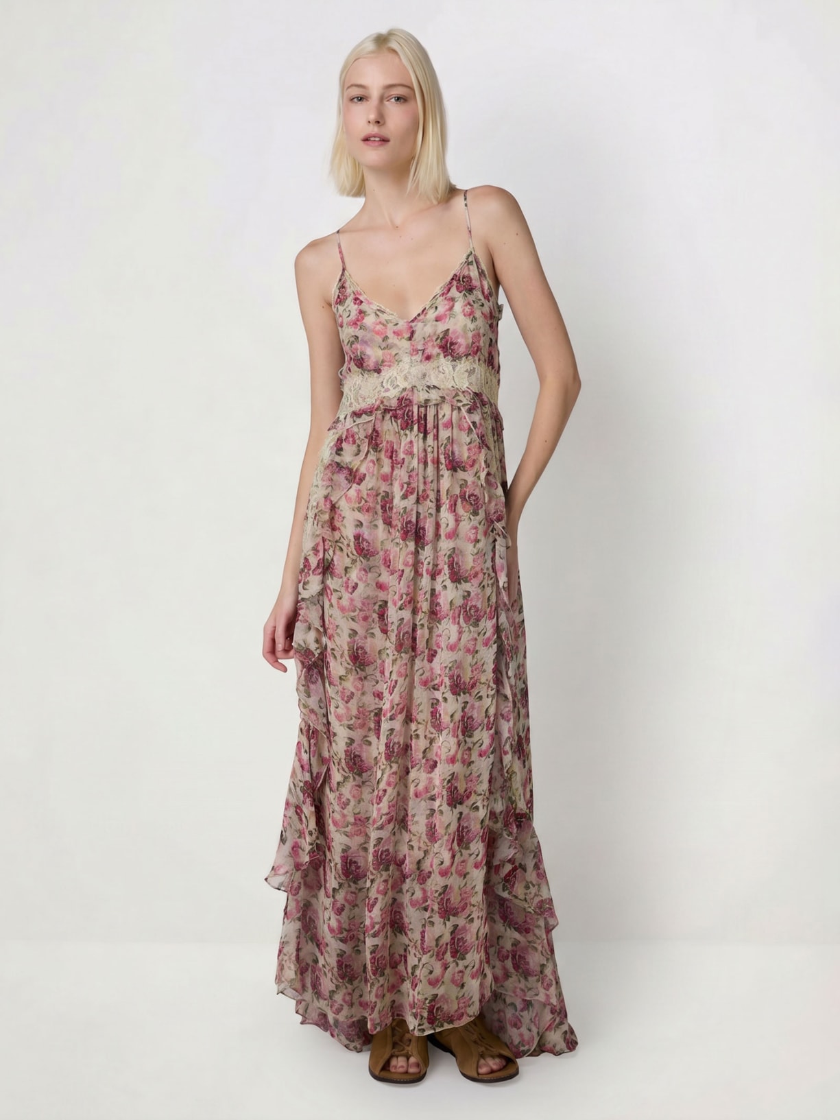 Vestido English Roses I26 Rosa Mixed