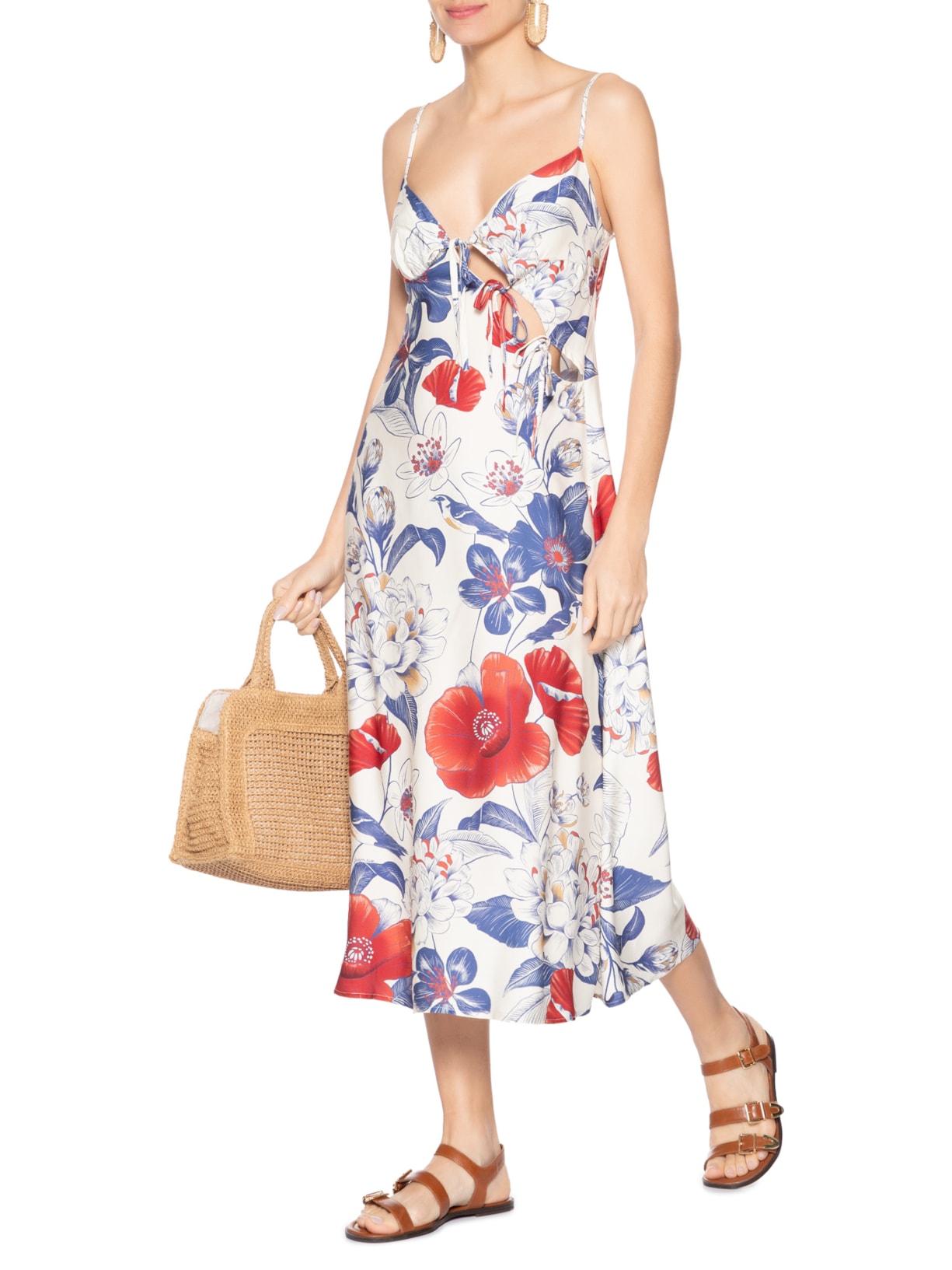 Vestido Enviesado Floral Vera Branco Farm