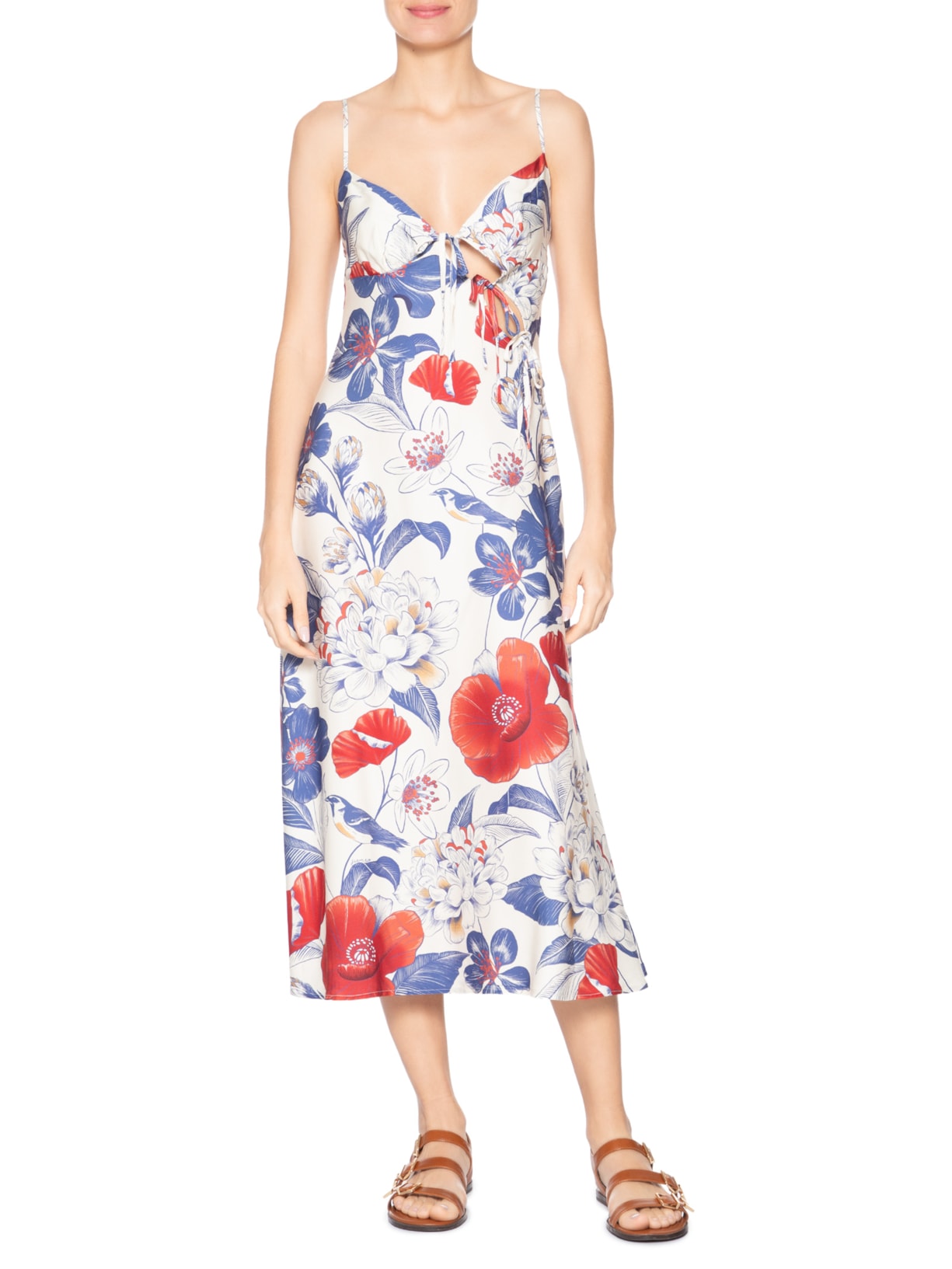 Vestido Enviesado Floral Vera Branco Farm