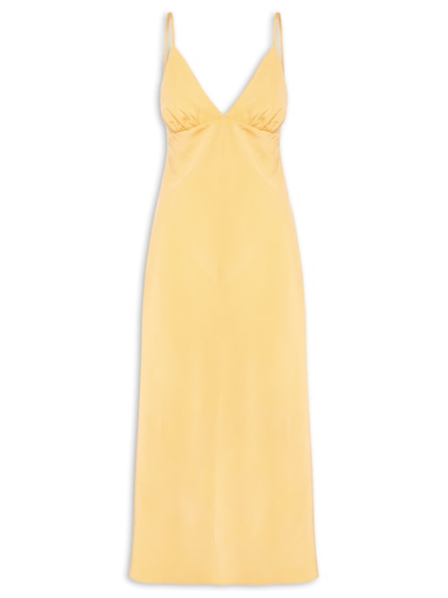 Vestido Enviesado Midi - Amarelo