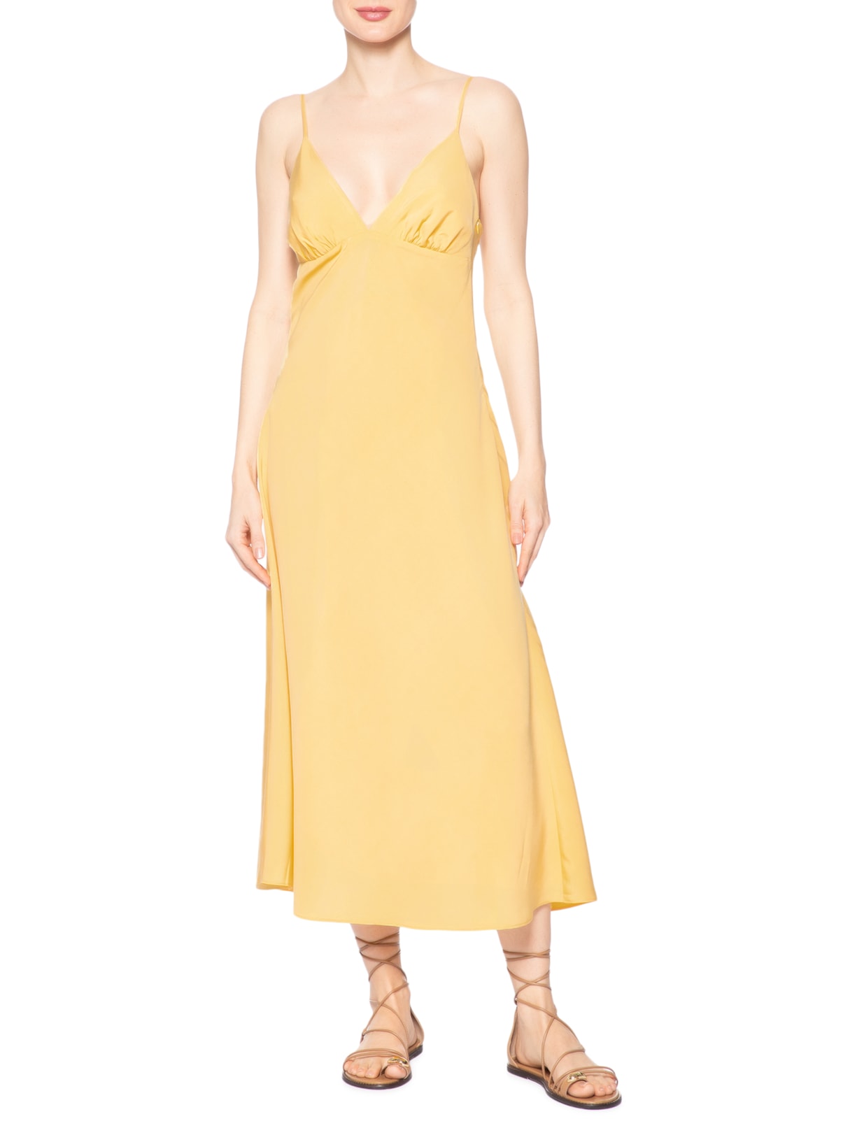 Vestido Enviesado Midi Amarelo Farm