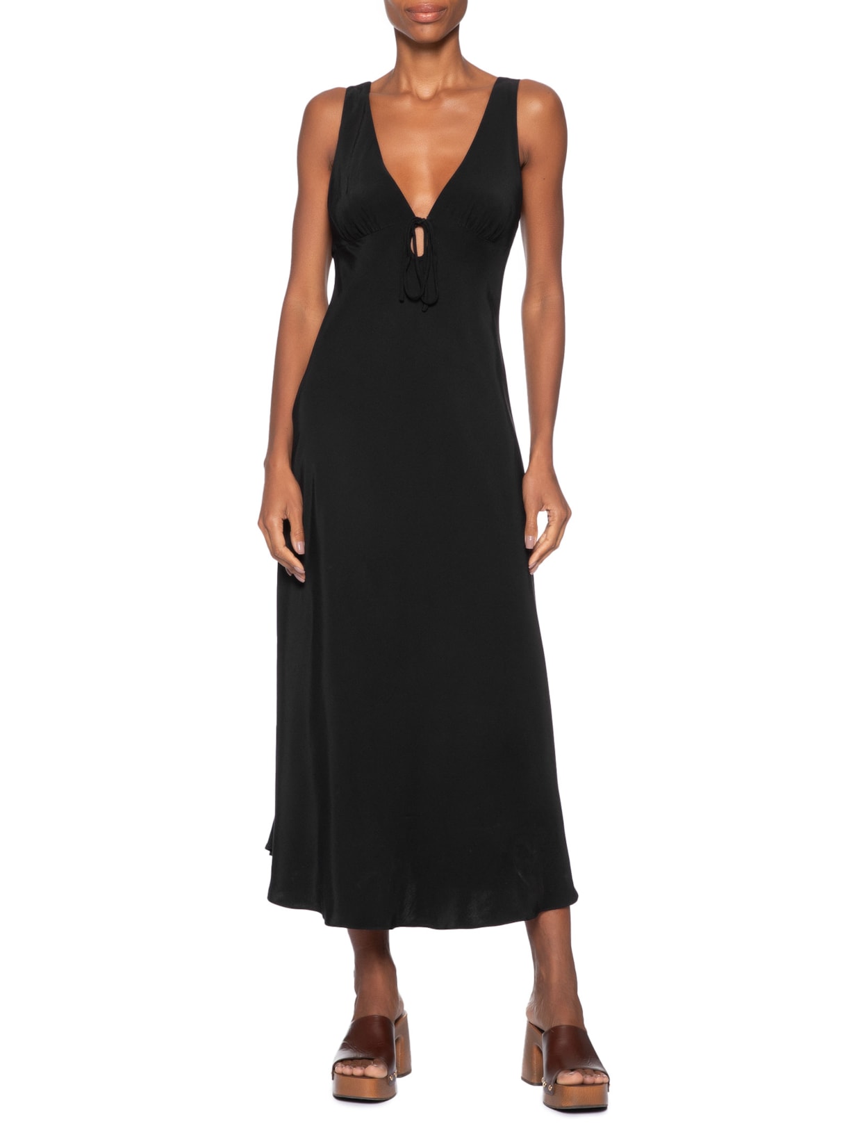 Vestido Enviesado Midi Preto Farm