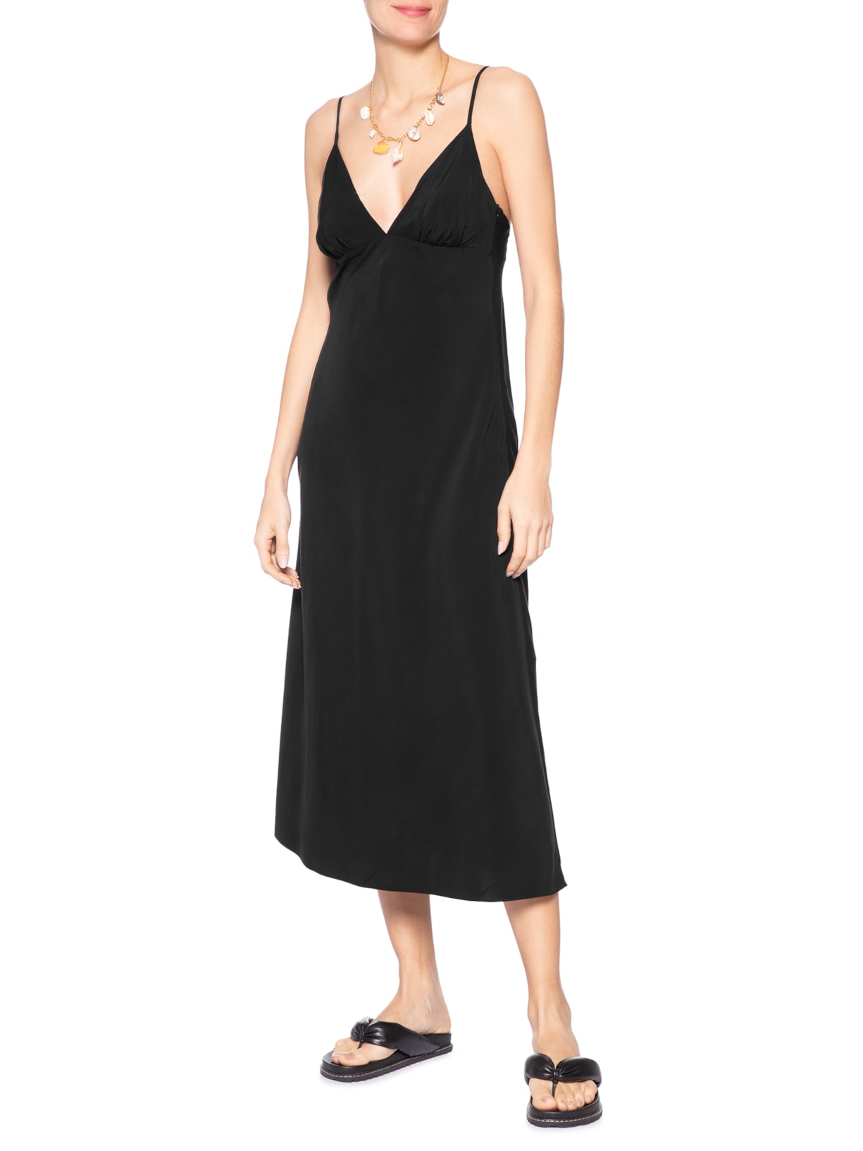 Vestido Enviesado Midi – Preto Farm
