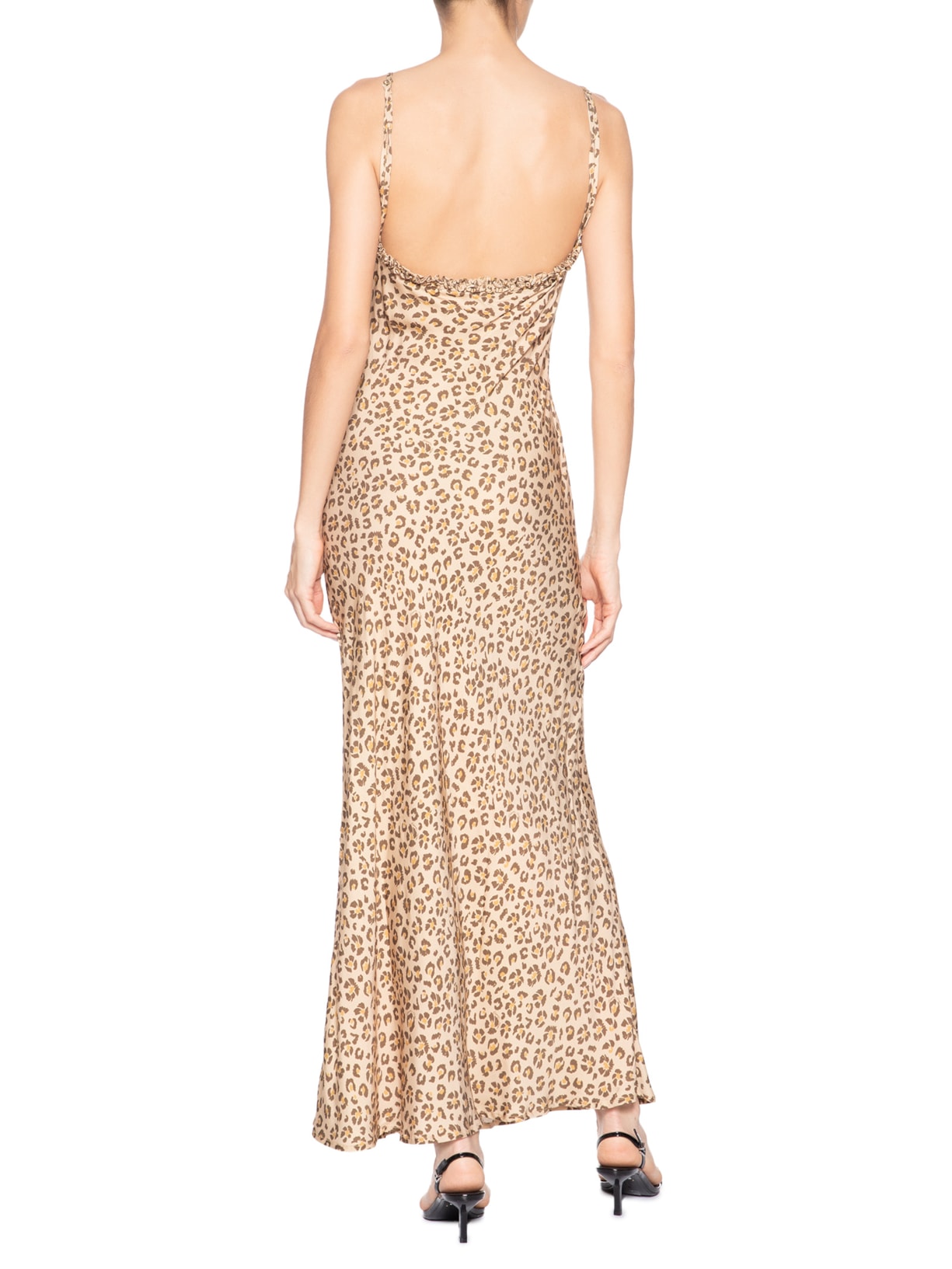 Vestido Enviesado Onça Flor Marrom Farm