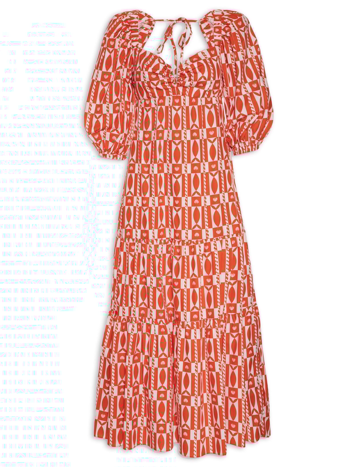 Vestido Estampa Beira Mar - Laranja