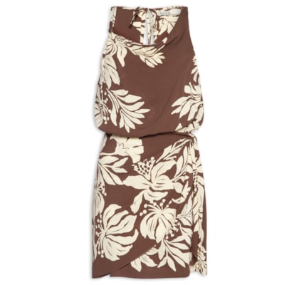 Vestido Estampa Bela Flor - Marrom