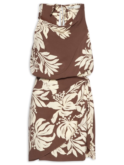 Vestido Estampa Bela Flor - Marrom