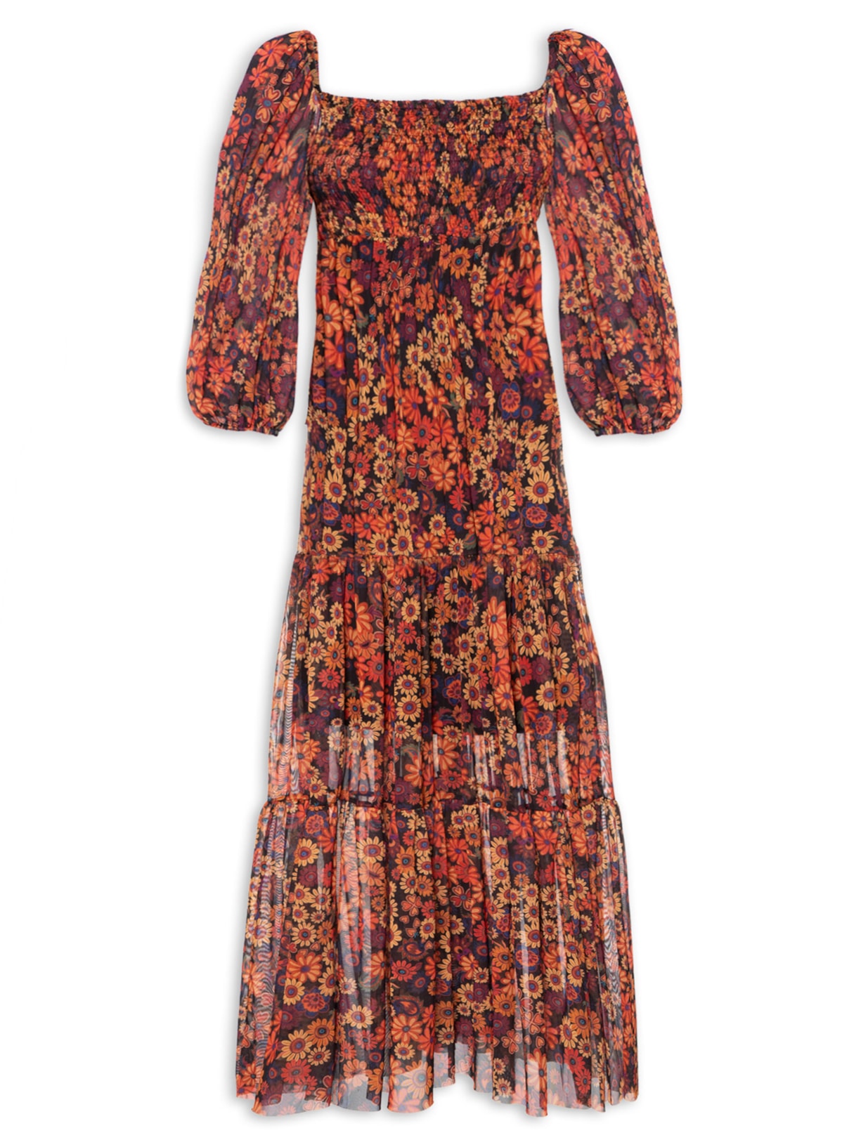 Vestido Estampa Bem Querer Laranja