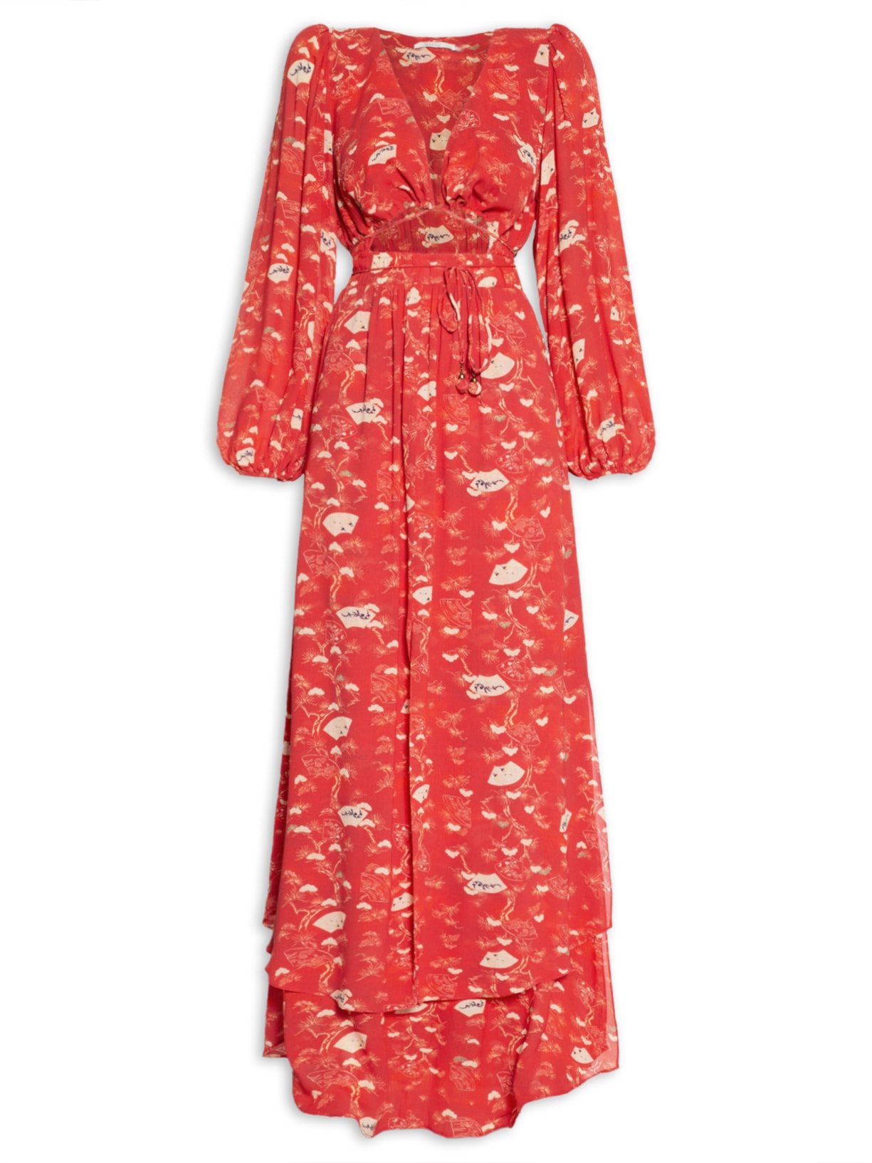 Vestido Estampa Bonsai - Vermelho