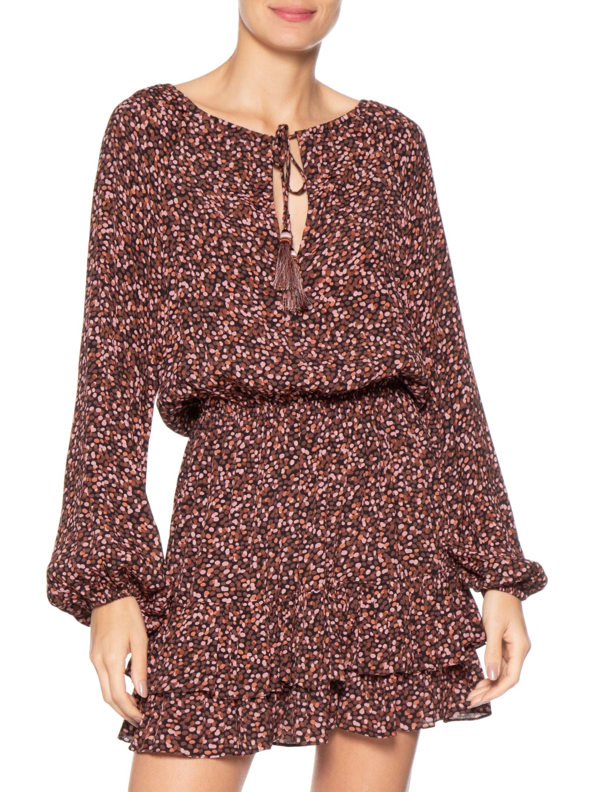 Vestido Estampa Céu Noturno Marrom Dress To