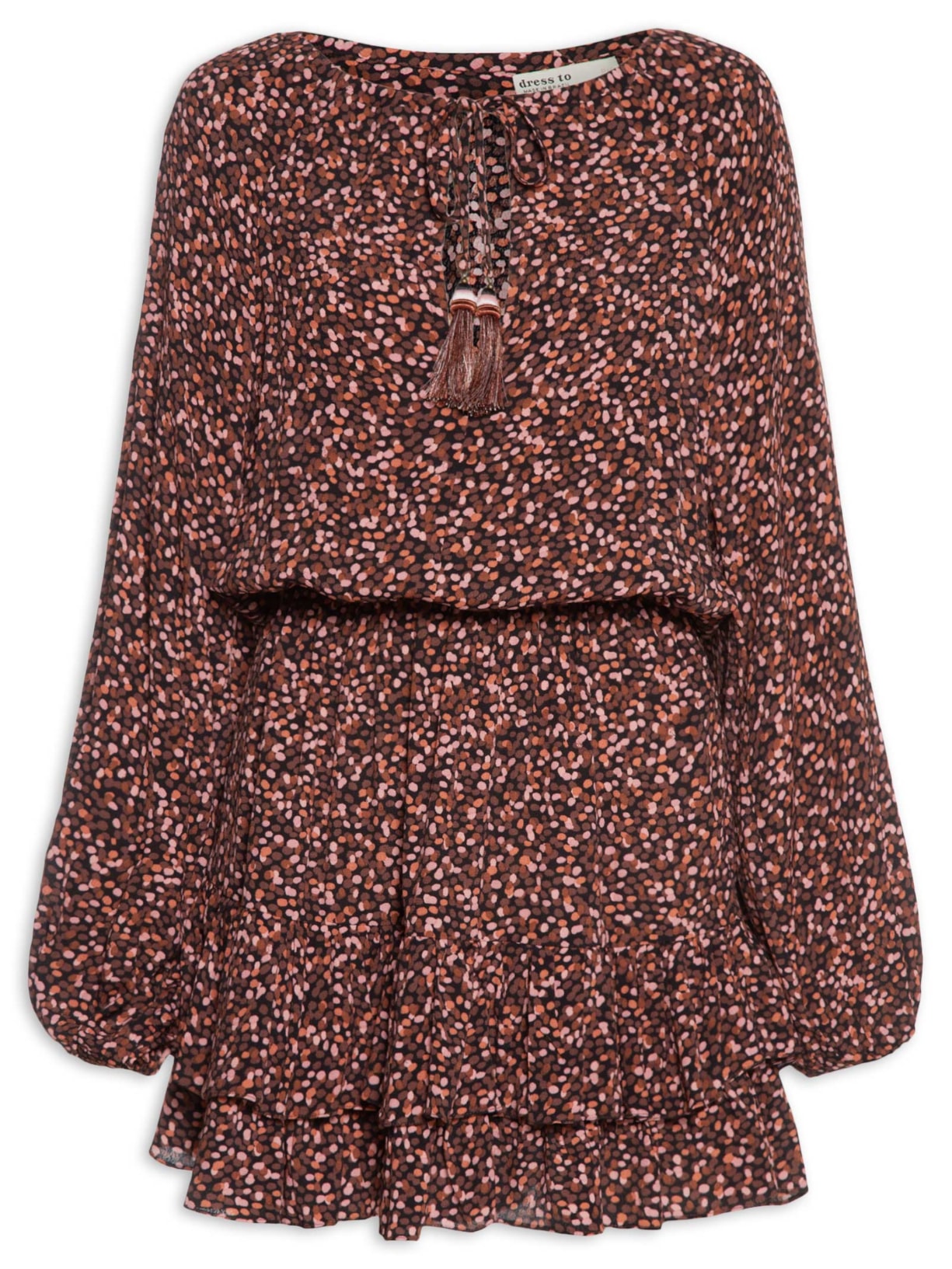 Vestido Estampa Céu Noturno Marrom Dress To