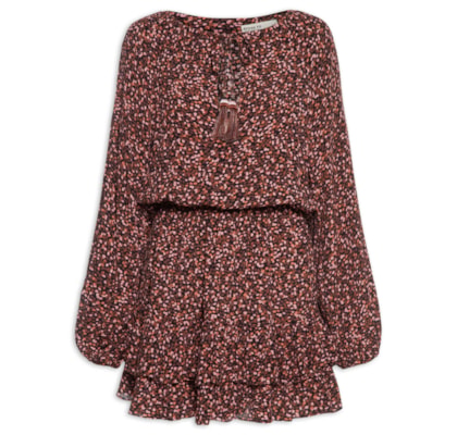 Vestido Estampa Céu Noturno - Marrom
