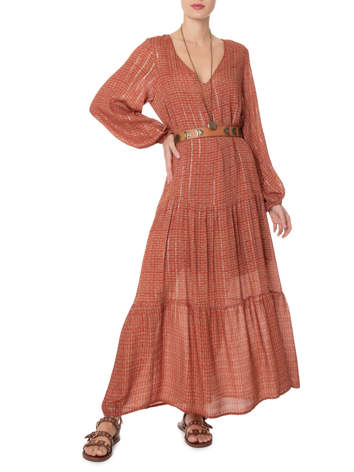 Vestido Estampa Dehli Vermelho Maria Filó