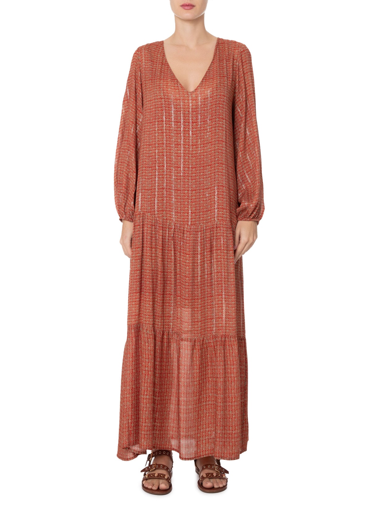 Vestido Estampa Dehli Vermelho Maria Filó