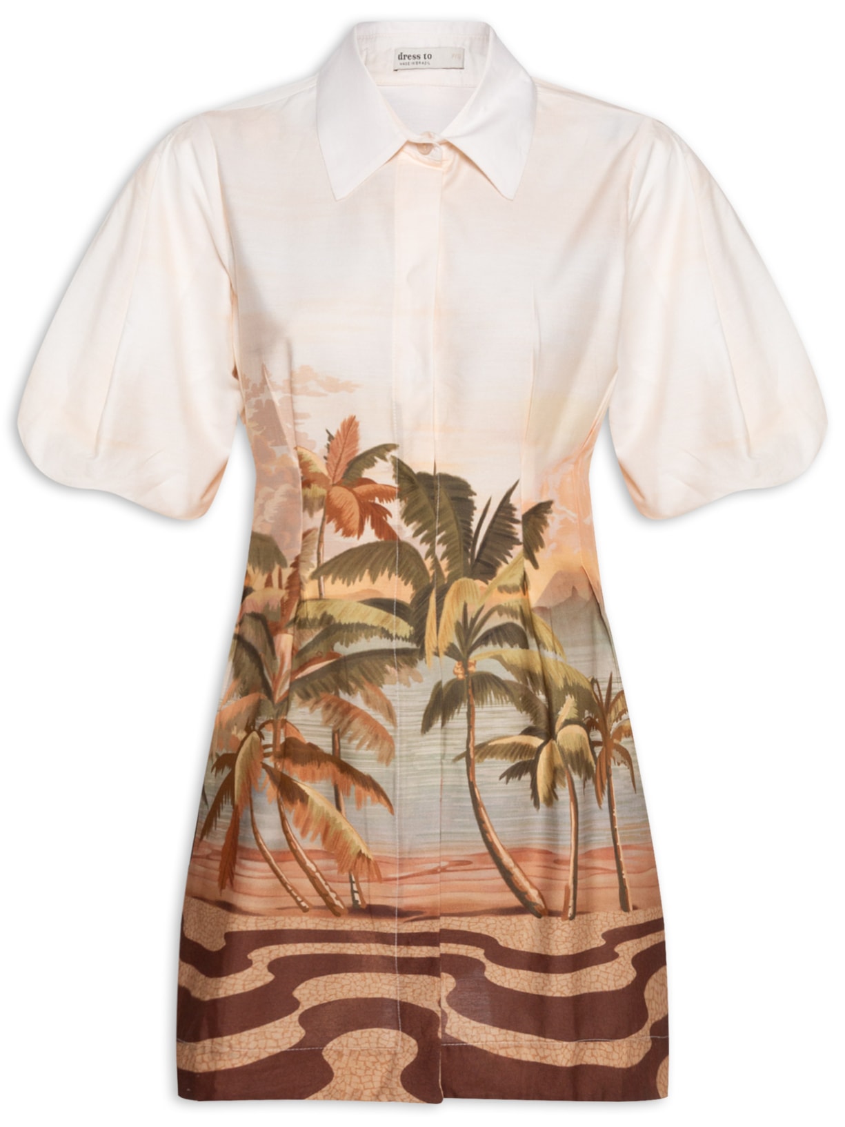 Vestido Estampa Fim De Tarde - Bege