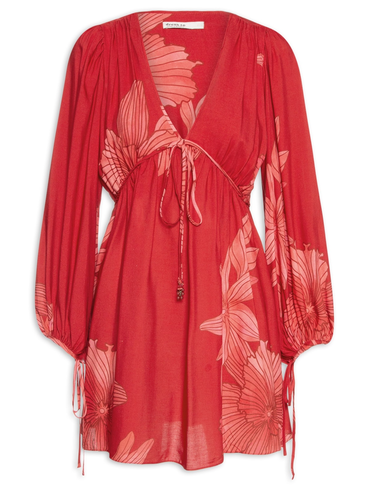 Vestido Estampa Orquidário - Vermelho