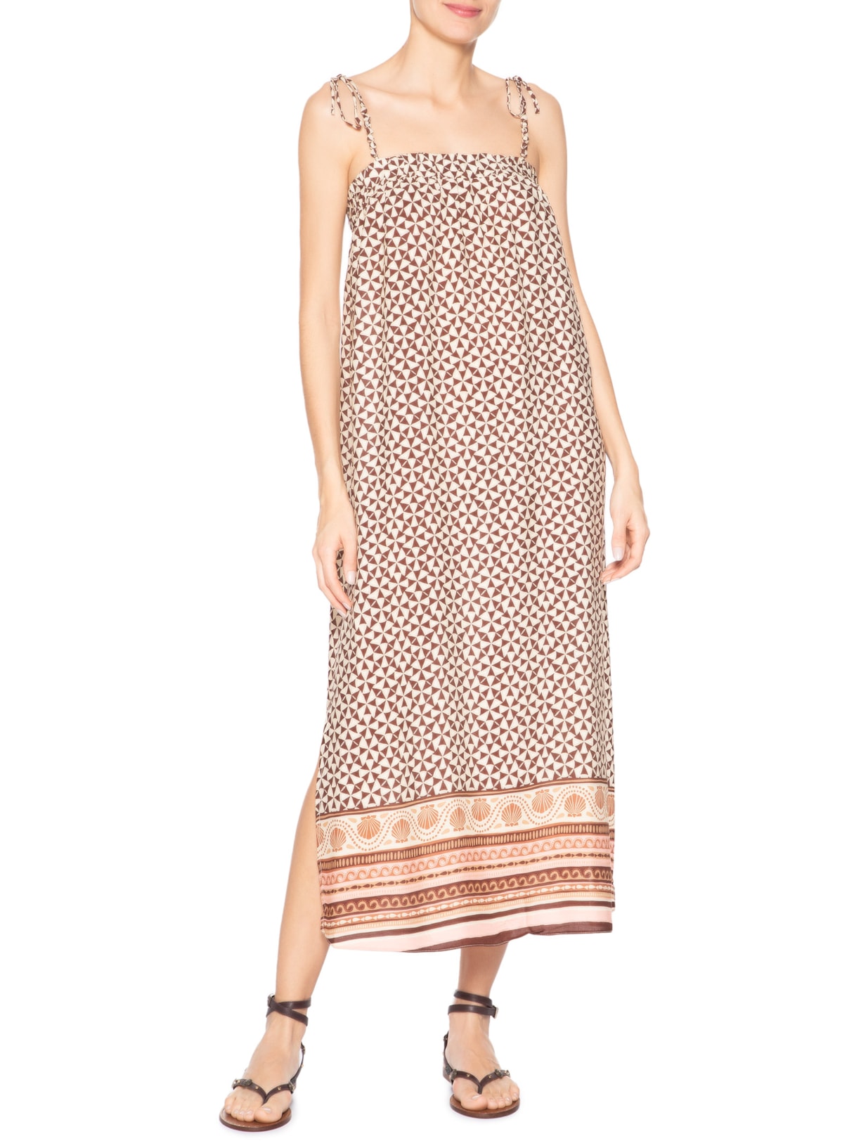 Vestido Estampado Solstício Marrom Dress To