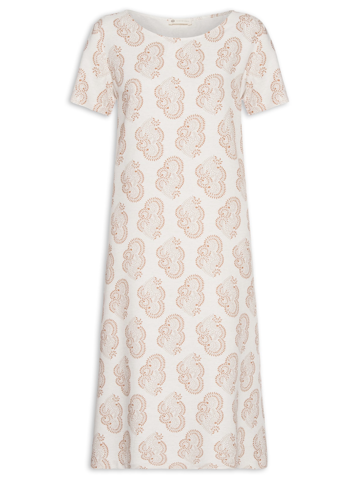 Vestido Evasê Midi Estampado Linho Lakshmi Yogini