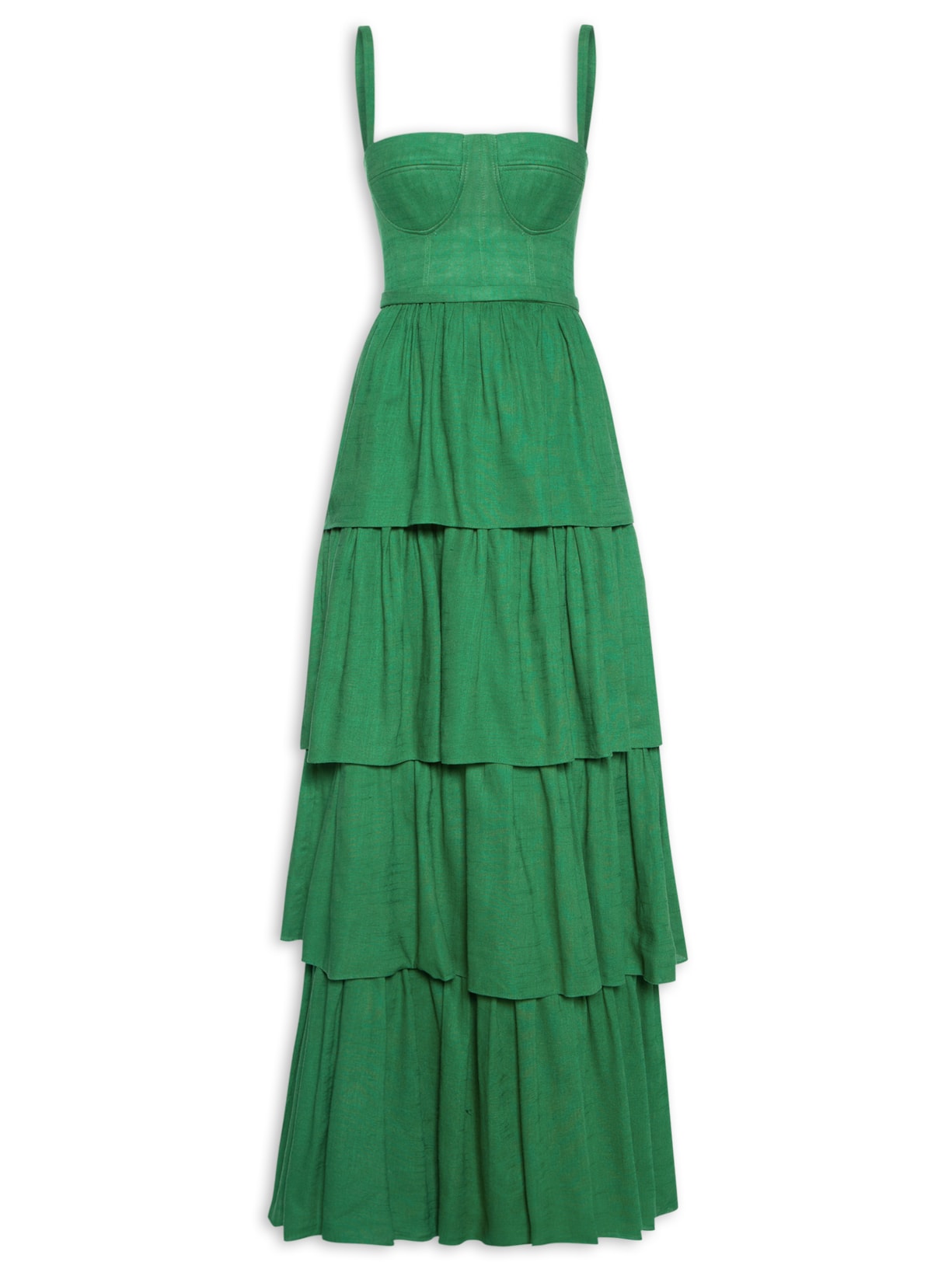 Vestido Fabi Babados Em Linho - Verde