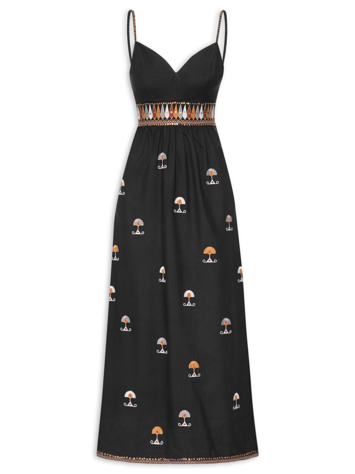 Vestido Fan Midi - Preto