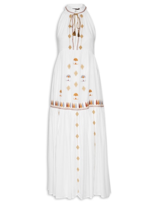Vestido Fan Raglan Midi - Branco