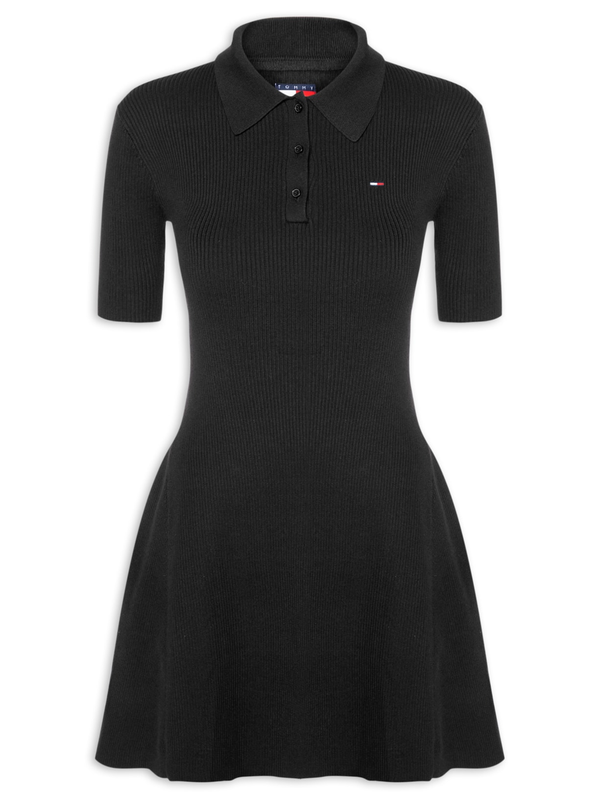 Vestido F&F Sweater Polo Preto Tommy Jeans
