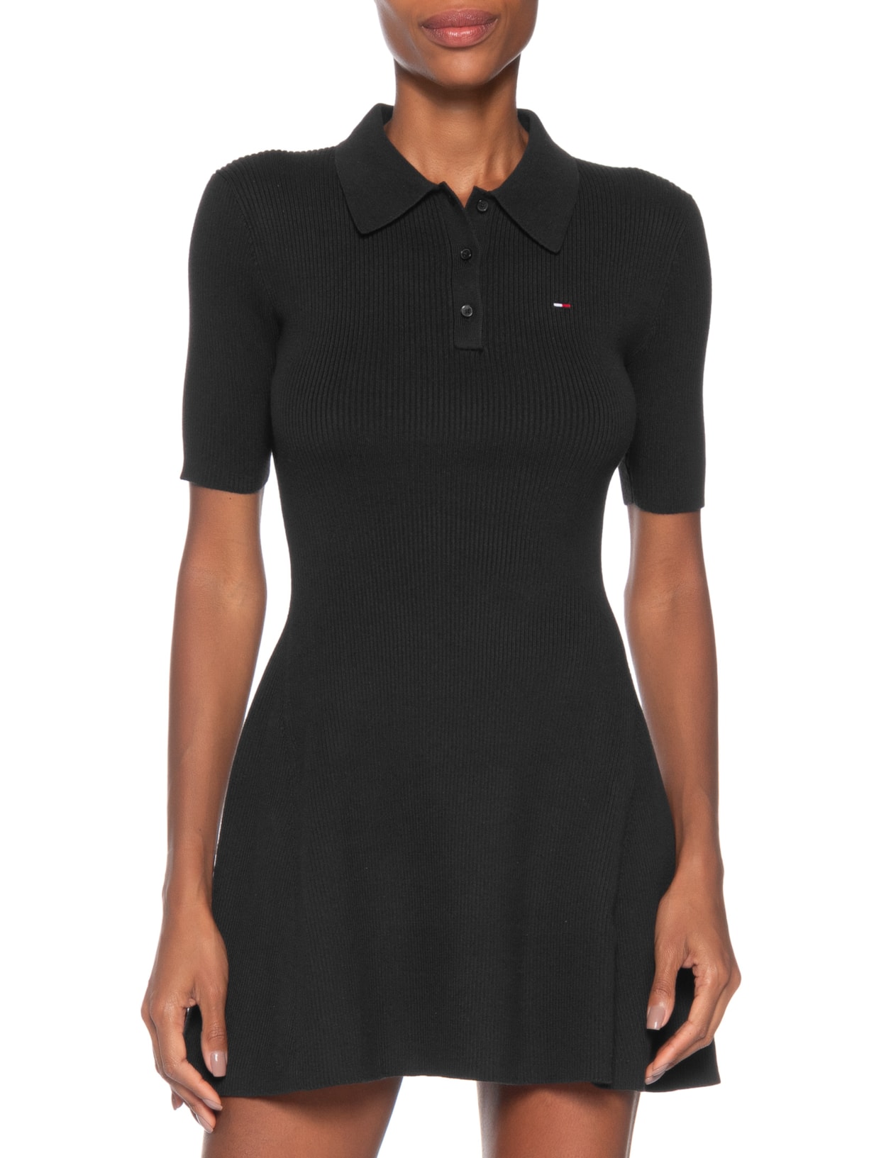 Vestido F&F Sweater Polo Preto Tommy Jeans