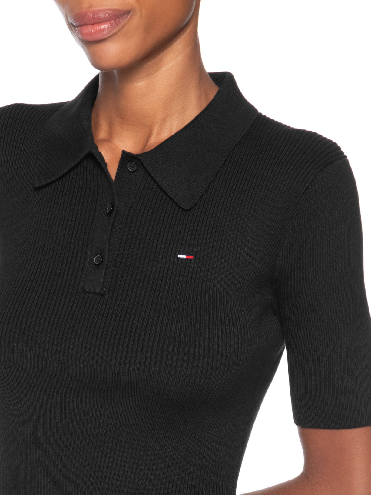 Vestido F&F Sweater Polo Preto Tommy Jeans