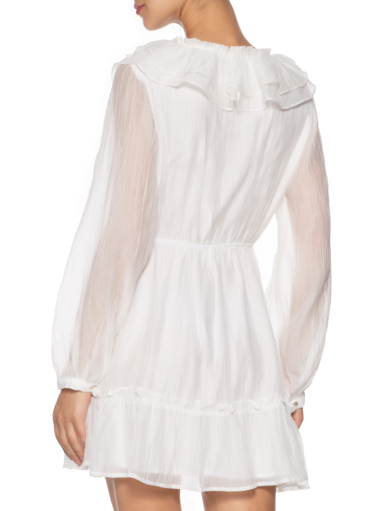 Vestido Feminino Curto Com Babados Branco Market 33