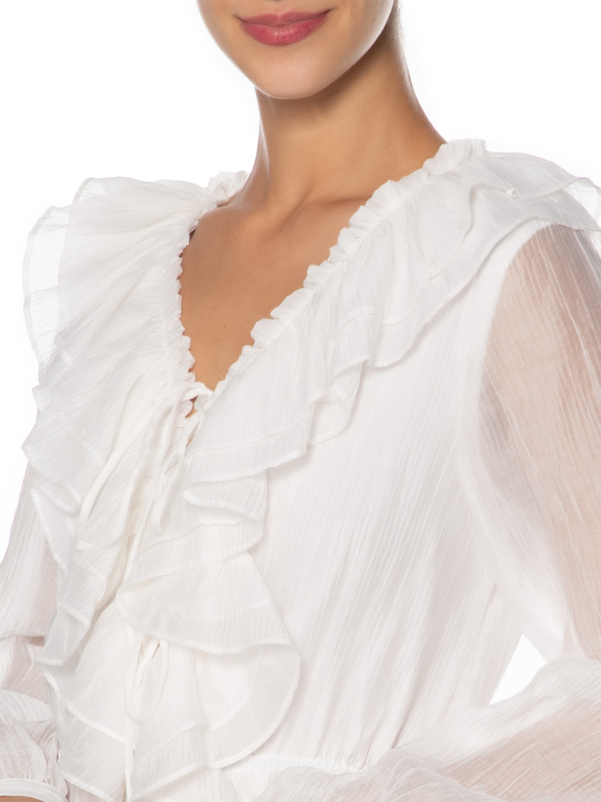 Vestido Feminino Curto Com Babados Branco Market 33