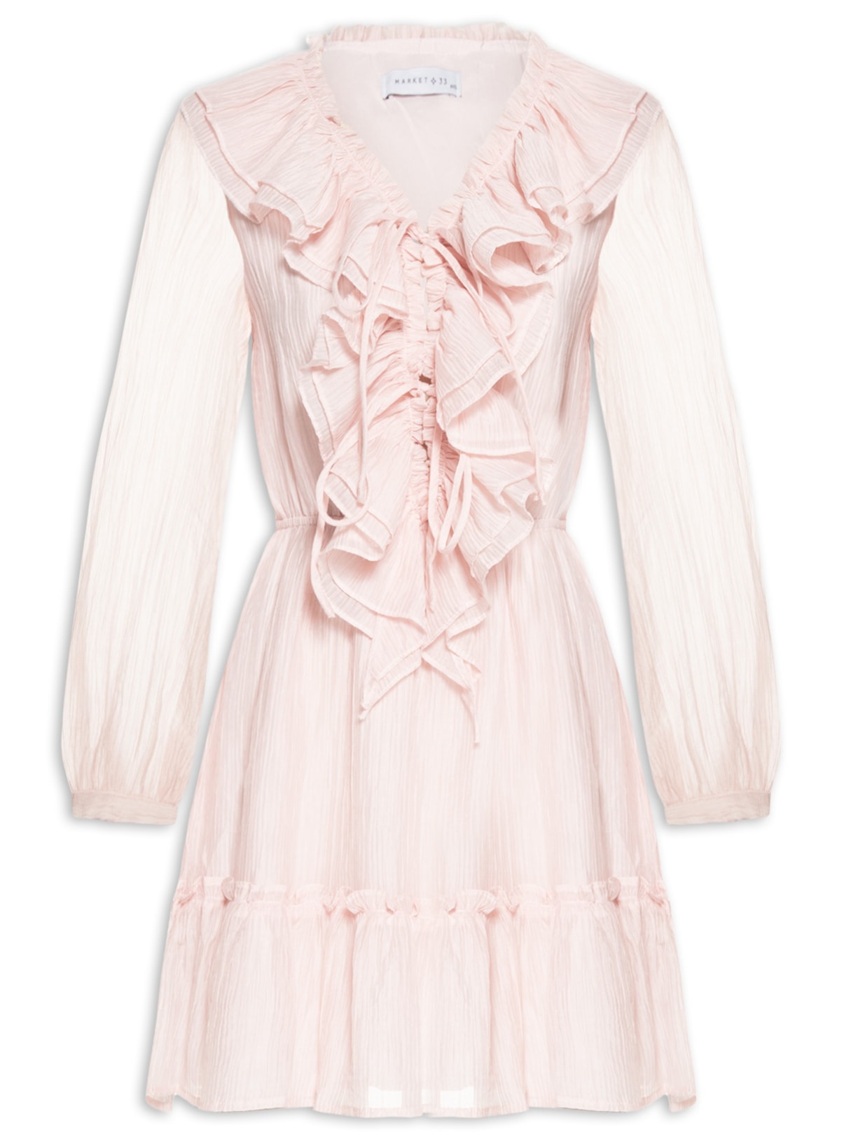 Vestido Feminino Curto Com Babados - Rosa