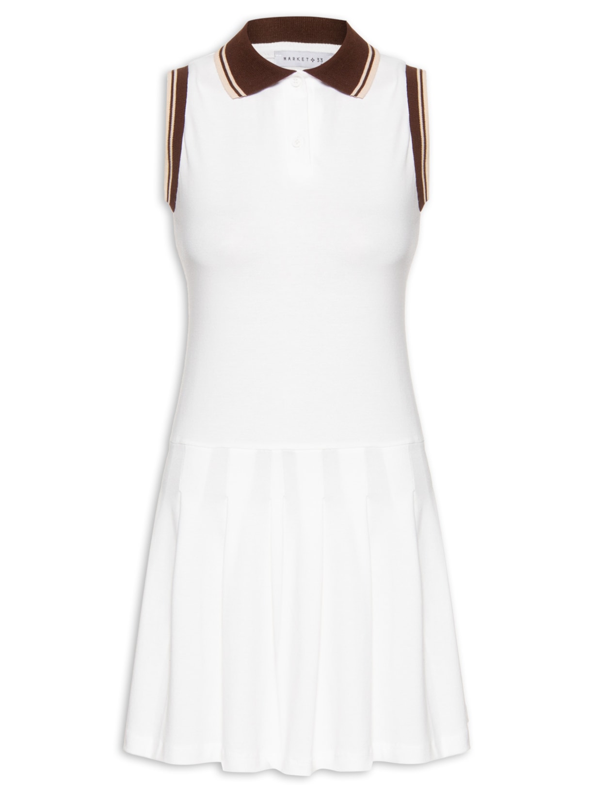 Vestido Feminino Curto Com Pregas - Off White