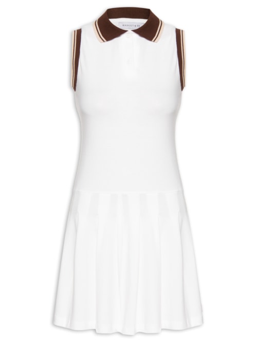 Vestido Feminino Curto Com Pregas - Off White
