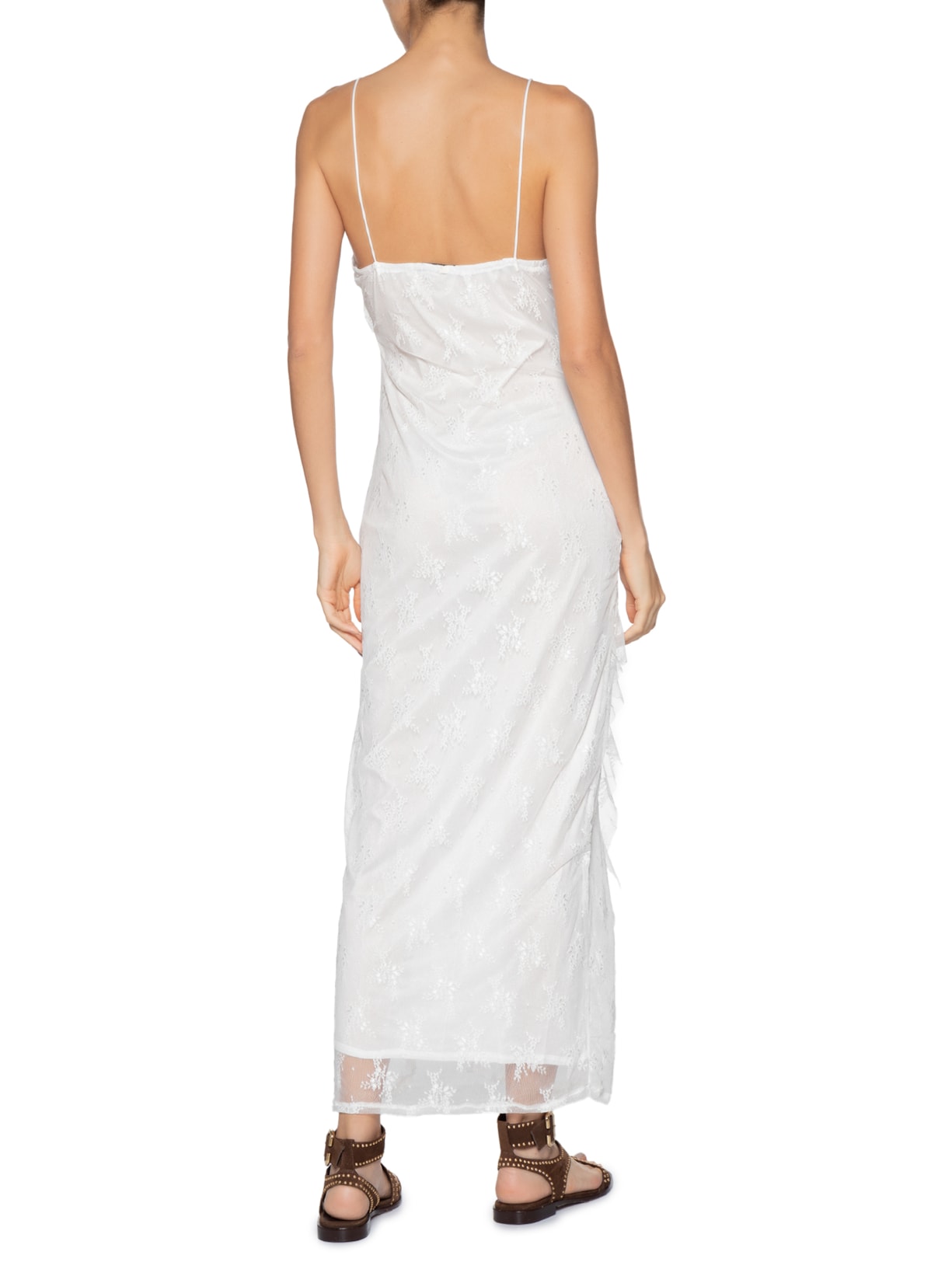 Vestido Feminino Em Renda Com Babados Off White Market 33