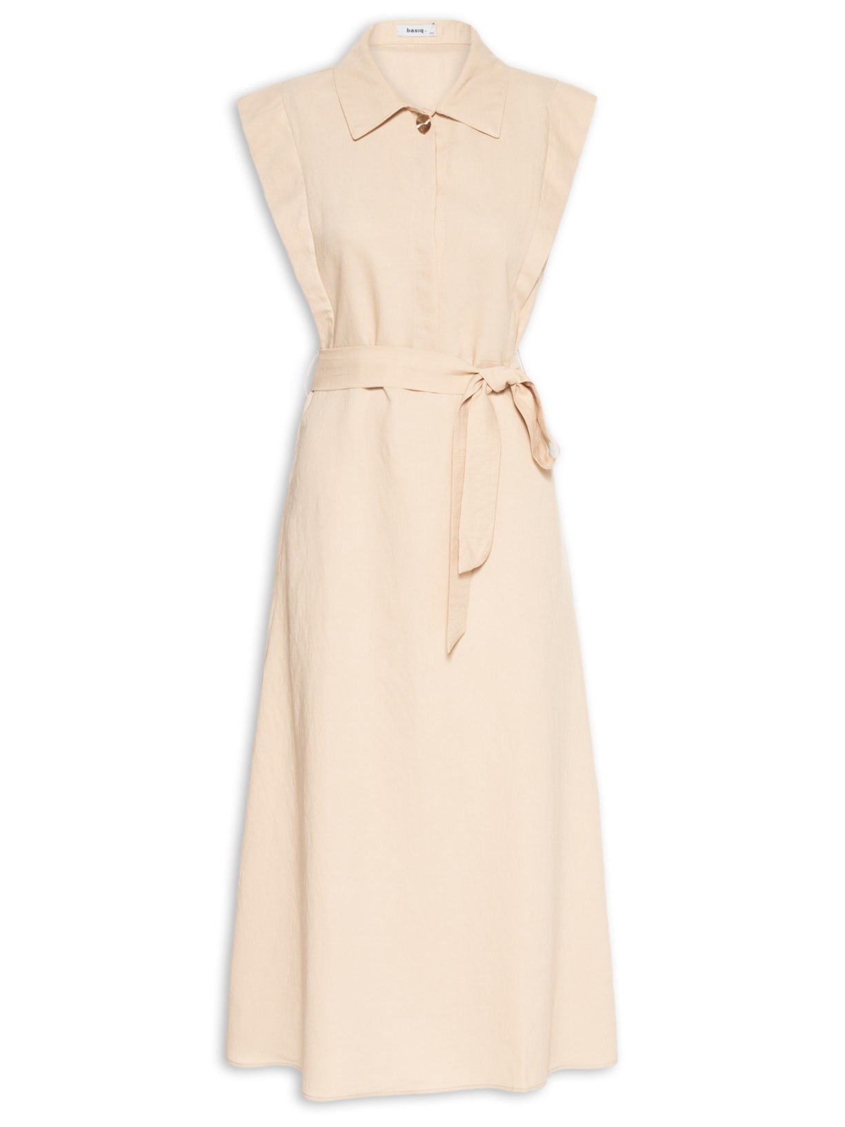 Vestido Feminino Gola Esporte Amarração Central - Bege