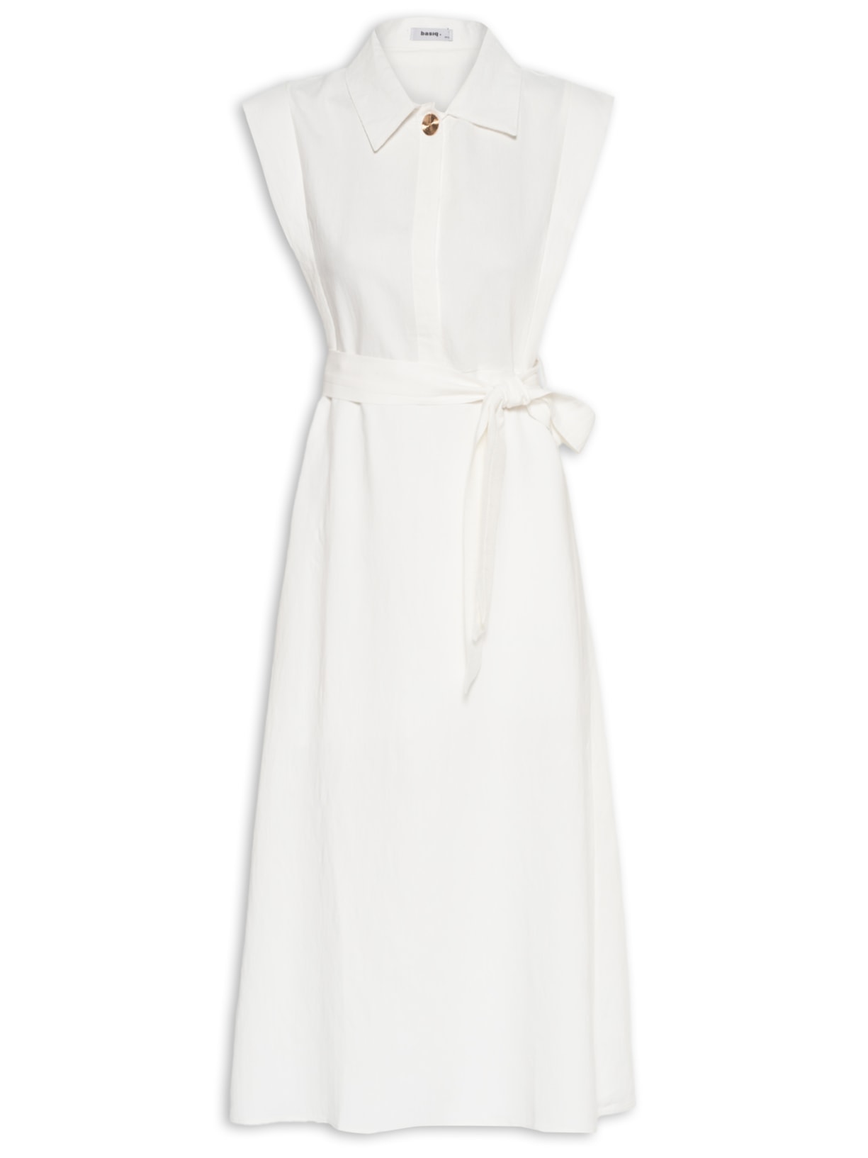 Vestido Feminino Gola Esporte Amarração Central - Off White