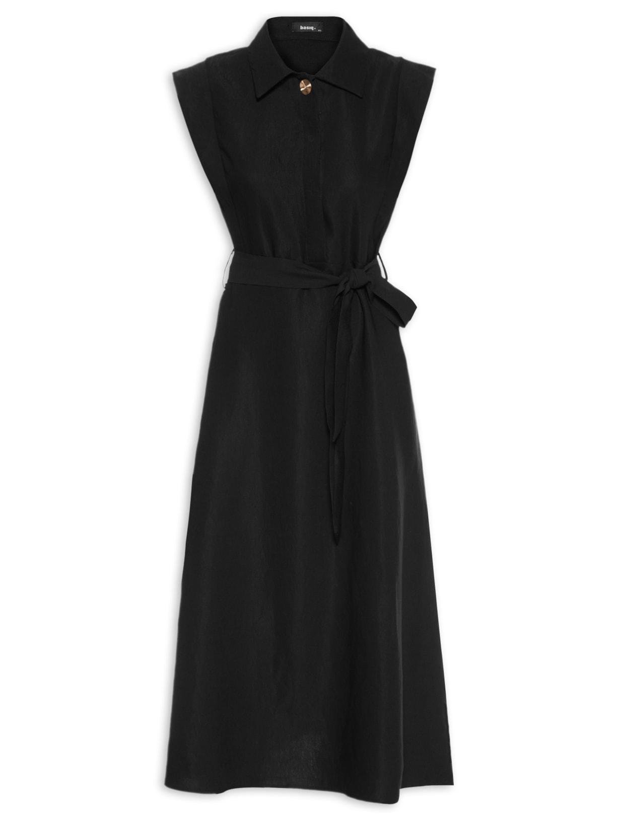 Vestido Feminino Gola Esporte Amarração Central - Preto