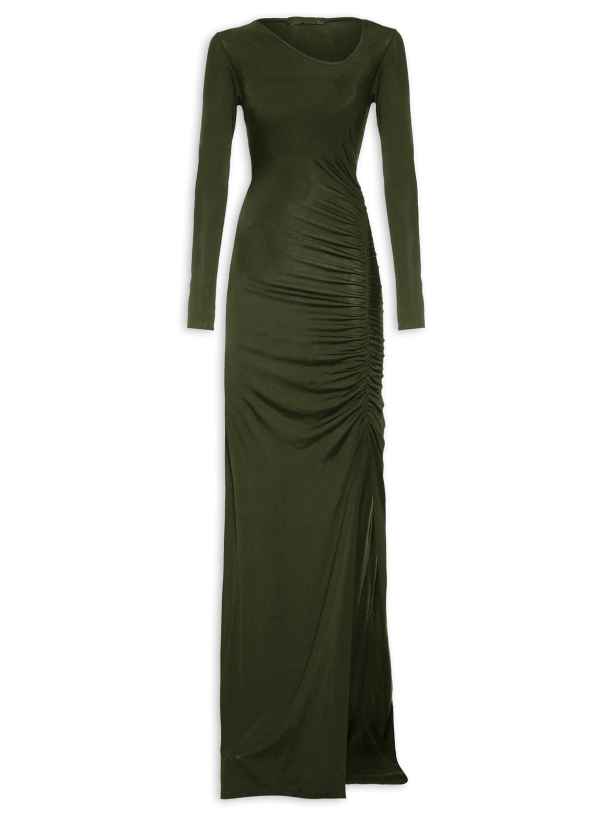 Vestido Feminino Longo Decote Lateral Em Malha - Verde