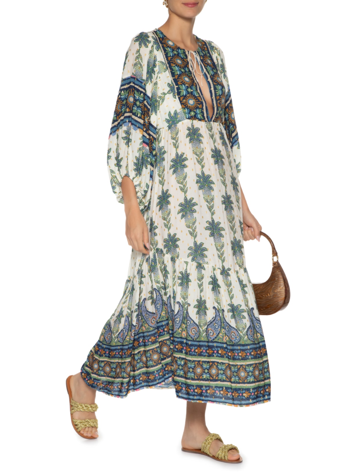 Vestido Feminino Longo Sonho De Abacaxi Off-white Farm